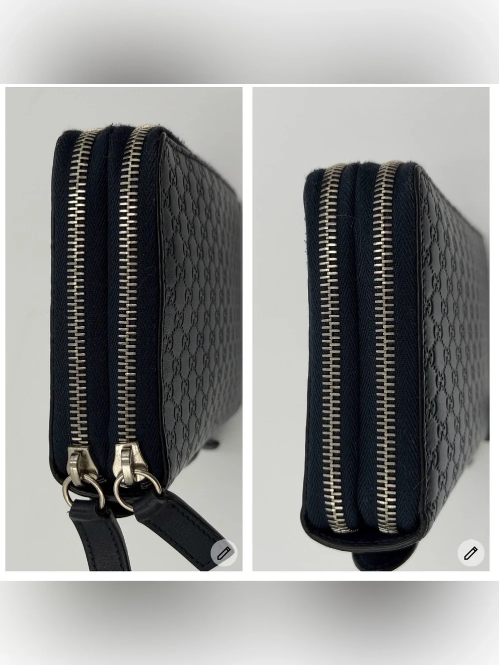 Gucci Navy Embossed GG Two Section Zip Around Leather Organizer Great Condition - Picture 13 of 16